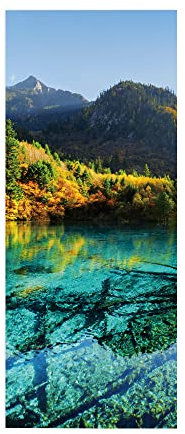 Türtapete selbstklebend TürPoster 3D Bergseen Türtapete Selbstklebend Fototapete Türfolie Poster Tapete Abnehmbar Wandtapete für Wohnzimmer Küche Schlafzimmer B77 x H200cm
