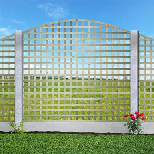 Privacy Fence Panel 6ft x 5ft Arch Top Square Trellis Wooden Screen 4pk