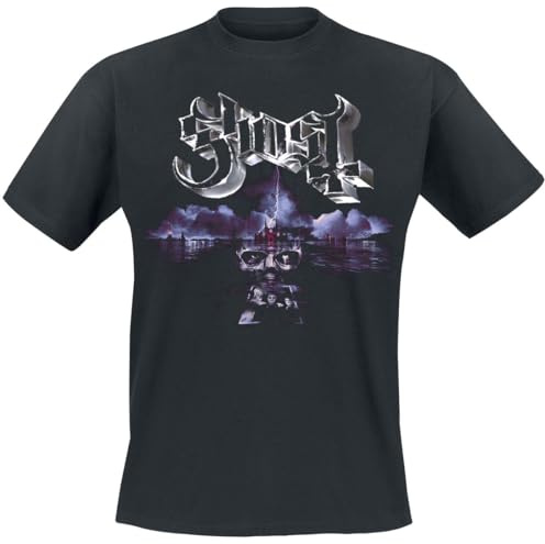 Ghost Portrait Wide Logo Männer T-Shirt schwarz L 100% Baumwolle Band-Merch, Bands, Nachhaltigkeit