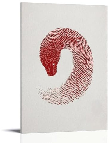 YAPING Red Fingerprint Snake Zodiac Poster Porch 08x12inch(20x30cm)
