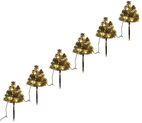 Alberi di Natale da 6 pz con LED bianco caldo 45 cm PVC