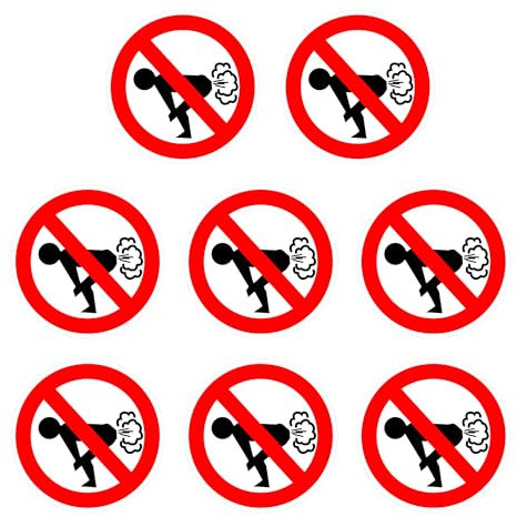 8 Stück Lustiger Autoaufkleber „Furz Verboten“ – Runder Sticker für Auto, SUV, Motorrad – Spaß Piktogramm Emblem zum Aufkleben auf Heckscheibe, Tankdeckel, Stoßstange – Wetterfeste Auto Tuning Deko