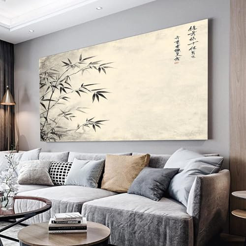 MKBKLI Wandbilder Dekoration Wohnzimmer Bambuspflanze Bilder auf Leinwand 70x140cm Leinwandbild Schlafzimmer Küche Deko Wand Kunstdruck Art Groß XXL Wanddeko Bild Wall Decor Canvas