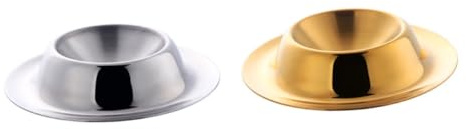FESTFENDS 2 Stück Edelstahl Eierhalter Gold Silber Eleganter Eierbecher für Frühstück Stapelbarer Eierständer und Tablett Moderner Halter für Gekochte Eier Zuhause und Unterwegs