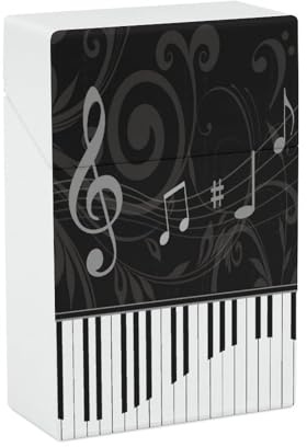 Verspielte, leichte und kompakte Zigarettenetui mit Klavier- und Notenmotiv, stilvolles, wasserdichtes Zigarettenetui