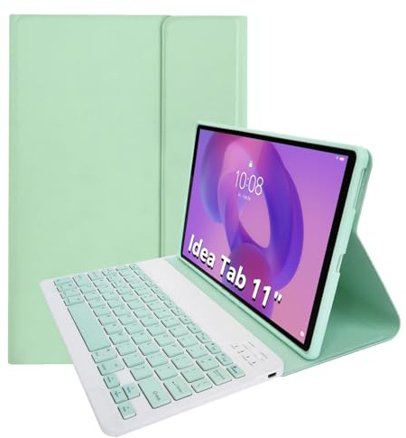leleyo Hülle mit Tastatur für Lenovo Idea Tab/Tab M11/K11 11,Hellgrün | Lenovo Idea Tab 11 TB336FU/TB330FU cover mit Tastatur magnetische abnehmbare kabellos stand QWERTY