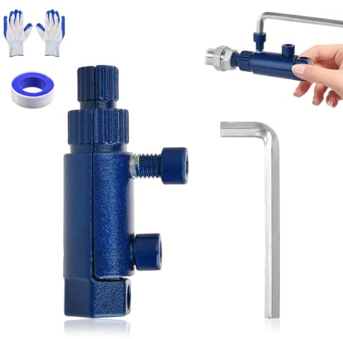 GOLD DEER Broken Valve Extractor Tool Set, Adjustable 1/2, 3/4, 1 Pipe Nipple Remover with Wrench, Teflon Tape & Gloves for Rusted Faucet Bolts, Angle Valves, Shower Stems & Broken Brass Fittings