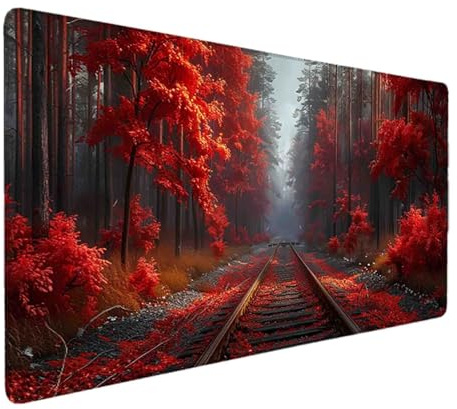 Rouge Tapis de Souris Arbre Tapis de Souris XXL 600 x 300 mm Mouse Pad Gaming en Caoutchouc Antidérapant et Imperméable Desk Mat pour PC, Ordinateur Portable, Maison, Gamer, Accessoires Bureau c7035