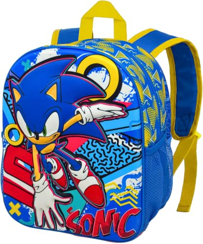 3D Kindergartenrucksack für Sonic Fan Jungen 3-6 Jahre Kita 31 cm