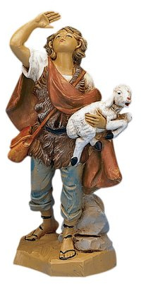 Fontanini by Roman Inc., Micah The Shepherd, 5 Shepherds Collection, Nativity Figure and Accessories, Hand Sculpted and Painted