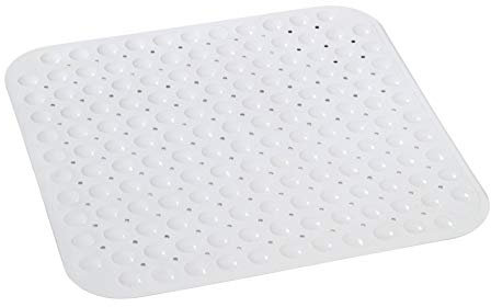 WENKO Duscheinlage Tropic White - Rutschstopp, Saugnäpfe, Kunststoff, 54 x 54 cm, Weiß