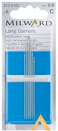 Milward 2133101 Aghi da cucito a mano, per darner lunghi, argento, n. 3-9