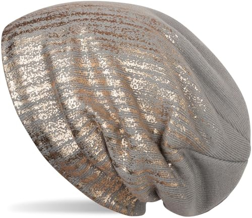 styleBREAKER Unisex Beanie Mütze Metallic Fleece Futter 60cm | Slouch Longbeanie. elastisches Material. Bundweite 26cm. Höhe 28cm. Einheitsgröße. winterfest. weiche Haptik.