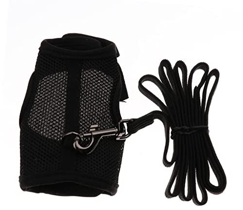 B Blesiya Leash Rabbit Harness Bequemes, Atmungsaktives Und Verstellbares Mesh Geschirr SCHWARZ L , Schwarz, S