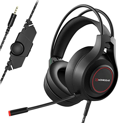 Rimila Stereo Gaming Headset Noise Cancelling Over Ear Headphones with Mic, Bass Surround, Soft Memory Earmuffs for Xbox One PS4 PC PSP PS Vita Xbox 360 Nintendo Switch