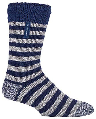 HEAT HOLDERS Thermal Warm Lounge/Bed Socks UK 6-11, EUR 39-45 See Listing - Great Gift ! (802 SLEEP Lumi Navy Stripe, Shoe Size Size - UK 6-11, EUR 39-45)
