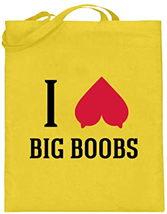 I Love Big Boobs | Tits Boobies Titten Brüste - Jutebeutel (mit langen Henkeln) -38cm-42cm-Yellow