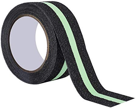 Anti-Rutsch-Klebeband Sicherheit Klebeband Glow in Dark Leuchtband Streifen für Treppen Schritte Grip Tape Band Selbstklebend für Innen oder Außen (5cm x 5m)