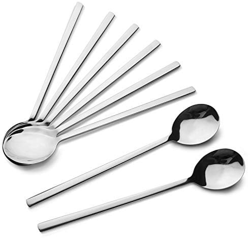 AOOSY Lot de 8 cuillères à soupe rondes coréennes en acier inoxydable pour utilisation domestique et professionnelle 21,6 cm