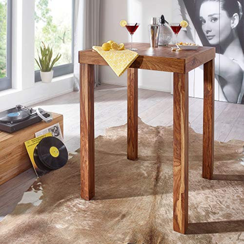 KADIMA DESIGN Stehtisch Wood Massiv Holz Sheesham Bartisch Bistrotisch 80 x 80cm Tisch