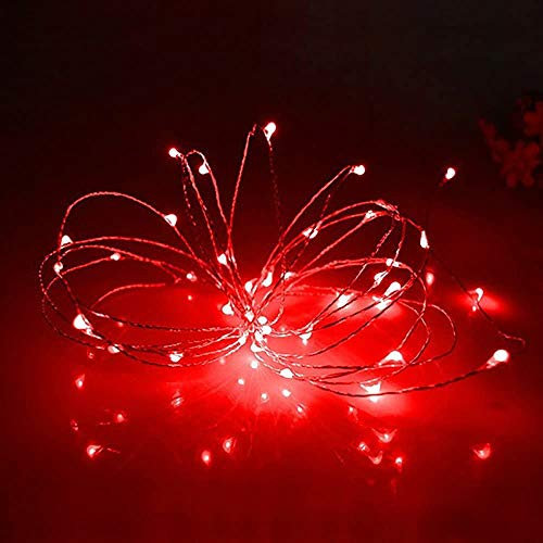 2 Pack Battery Powered 2M 20 LED Silver Wire Fairy String Lights LED Firefly Lights DIY Decoration for Valentines Day Bedroom Jars Christmas Wedding Party Festival Indoor Outdoor Camping - Red