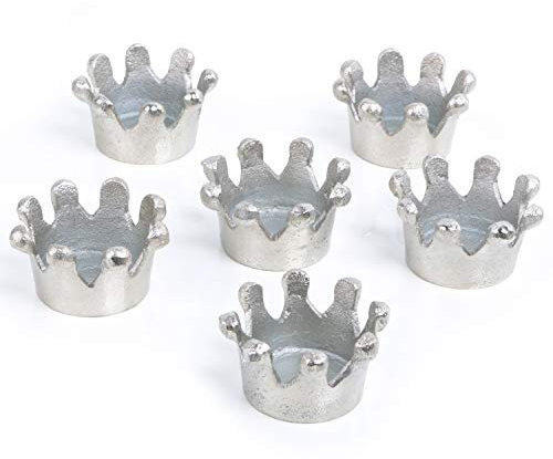 Logbuch-Verlag 6 Teelichter Kronen Silber Metall Hochzeit Feste Tischdeko Geschenk Geburtstag Silvester klein 7 cm