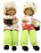 ELLUG 2er Set Blumenkinder Blumenhut Kantenhocker Schlenkerbeine Frühling Deko Figuren aus Kunststein Größe ca. 13cm