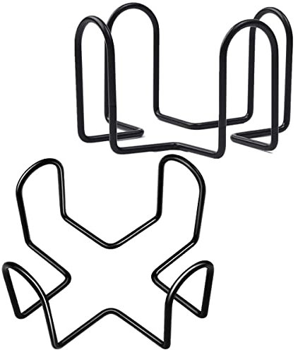 PAPERKIDDO 2 Stück Untersetzer-Halter, 10,7 cm, rund, Eisen, Metall, Aufbewahrung, passend für runde und quadratische Untersetzer (schwarz)