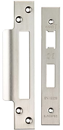 Forend Strike and Fixing Pack - Suitable for Sashlocks - Satin Stainless Steel | Forend Strike & Fixing Protective Plate Set - Door Lock Furnishings - Forend Plate, Strike Plate and Screws Included