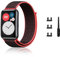 Niboow Cinturino per Huawei Watch Fit/Fit New/Fit Elegant/Fit SE, Cinturino Sostitutivo in Treccia di Nylon, Cinturino Ricambio per Huawei Watch Fit/Fit New/Fit Elegant/Fit Special Edition-Nero/Rosso
