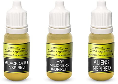 Car-Fragrances (Pack of 3) *10ml Oil Refill Scent Lady Million Inspired, Alien, Black Opiu Suitable for CAR Diffuser, USB diffusers,Candle Scented Making Wax Melts Diffuser Reed