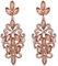 Clearine Wedding Dangle Earrings for Bride Crystal Marquise Butterfly Leaf Chandelier Filigree Cluster Peach Rose Gold-Tone