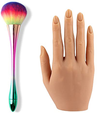 KnowU Silicone Practice Hand for Acrylic Nails, Flexible Bendable Nail Practice Hand, Fake Hand to Practice Fake Nails, Nail Hand Practice Model,Right