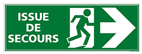 Signalétique.biz France - Panneau Sortie Secours Autocollant - 210 x 75 mm | Panneau Sortie Secours Autocollant Issue Secours Flèche Droite, PVC, Alu - 210 x 75 mm Aluminium 2 mm
