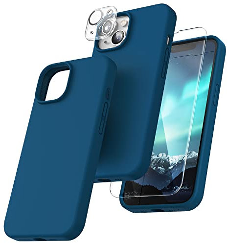TOCOL Silicone for iPhone 14 Plus Case 6.7-Inch, Liquid Silicone Multi-Color Slim Silky-Soft Touch Anti-Scratch Shockproof Protective Phone Cover, Midnight Blue