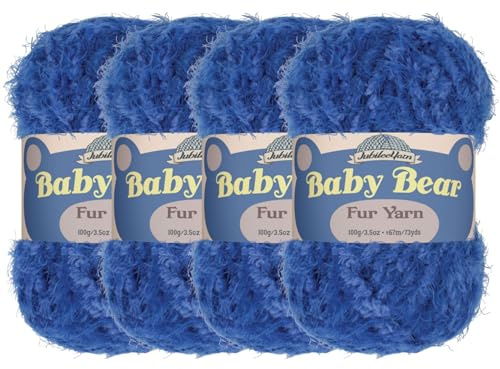 JubileeYarn Baby Bear Yarn - Chunky Weight Polyester Fur - 100g/Skein - Turksish Sea - 4 Skeins