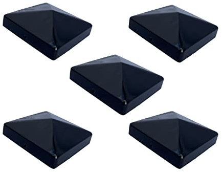 Haven Heritage Fence Toppers for Privacy - Pyramid Square Black Metal Fence Post Caps, Fence Post Caps, Metal Square Black Top Post Caps, Wooden Fence Post Caps - 4 100mm (2)