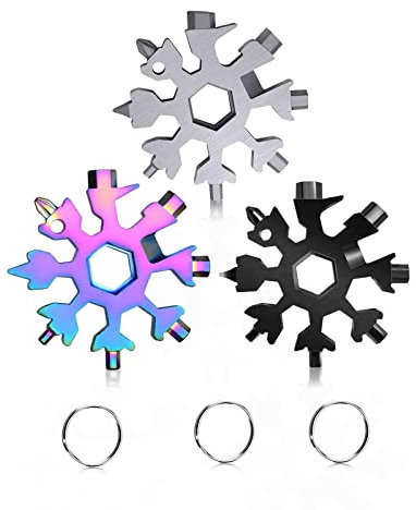 WIQUE 3 Packs Snowflake Multi Tool,18 in 1 Snowflake Multitool,Snowflake Wrench/Bottle Opener/Screwdriver Kit,for Men Christmas Gifts