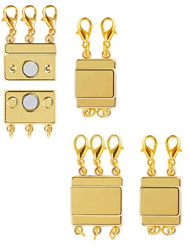 Gold Ketten Layering Verschluss, 4 Stück Schichtung Magnetische Halskettenverschlüsse Verschlüsse für Armbänder Magnetische Ketten Verschlüsse zum Basteln Schmuck verschluss herstellungszubehör