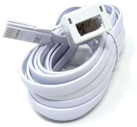 DRUT 5m BT Telephone Extension Cable Lead Wire, 6-pin Core (631a) BT Male to BT Female, Jack to Socket, Flat Cable for Home Office Phone