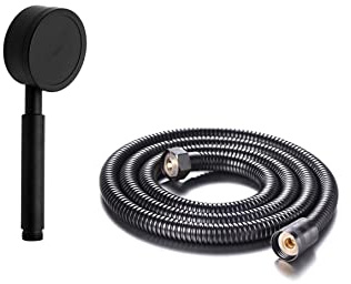 Metal Black Stainless Steel Shower Head with Bathroom Hose 150 cm, High Pressure Handheld Shower Head Spray Set for Low Water Pressure Increase Pressure