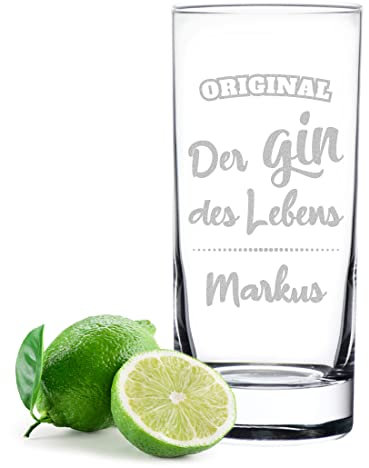 polar-effekt Gin Glas 485 ml mit personalisierter Gravur - Cocktailglas mit Namen - Longdrinkglas für Tonic und Drinks - Geschenk für Frauen und Männer