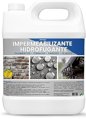 PLANTAWA Impermeabilizante Hidrofugante Transparente 5L Invisible Protección Total, No Genera Película, para Fachadas Cubiertas, Baldosas, Hormigón,Terrazas, Tejados. Repelente Agua