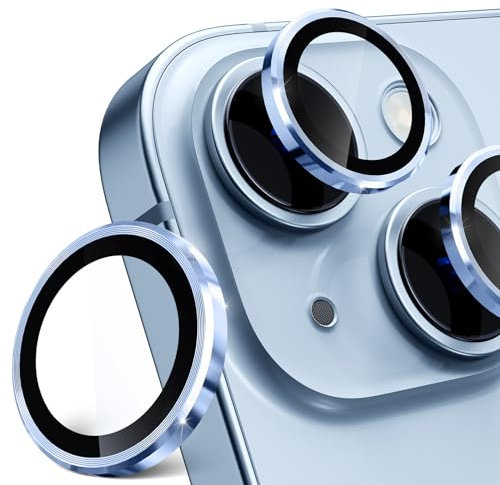 imluckies Caméra Arrière Protecteur Compatible avec iPhone 15/iPhone 15 Plus, Ultra HD Protection Objectif Caméra en Verre Trempé 9H Anti-Rayures Anneau Individuel en Métal 2023, Bleu