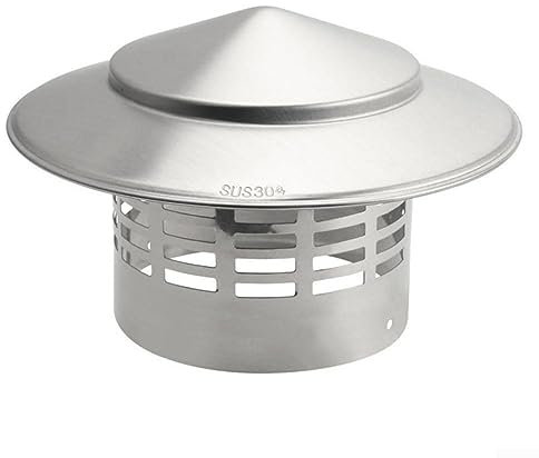 fUfIzU 304 Edelstahl-Schornsteinhaube, Vogelschutz, Edelstahl-Schornsteinkappe, Rauchrohr-Abdeckkappe, Entlüftungsoberteil, Regen-Schnee-Hut,16cm