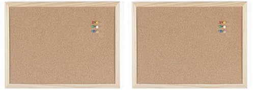 BoardsPlus Tableau d'affichage en liège - 40 x 30 cm - Cadre en bois (Lot de 2)