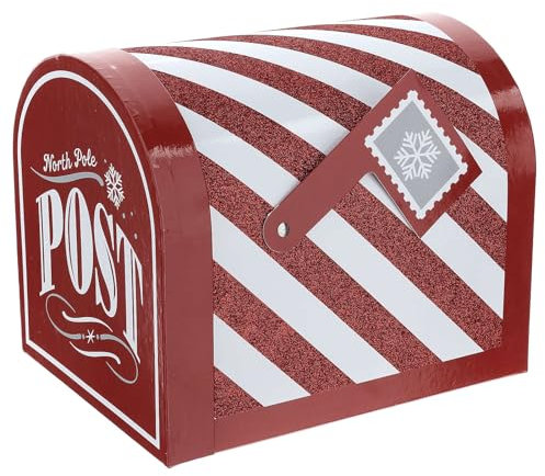 Holyart Cassetta per Lettere a Babbo Natale Righe Bianche Rosse 25x20x25cm