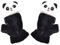 Plüsch-Panda-Handschuhe, Cartoon-Tier-Halbfinger-Handschuhe mit Flip-Top, weiche, elastische Handschuhe, dehnbarer Handschuh für Damen, Schwarz , One size