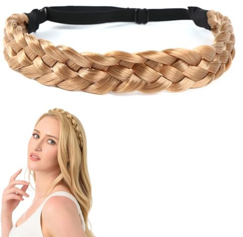 Extensions Haarband Haarreifen Zopf,Haarreifen Zopf Geflochten,Kunsthaar Geflochtenes Stirnband,Zopf Damen,geflochtener haarreif,Zopf Haarreif,Zopf Haarteil Haarband Stirnband(Hellbraun)