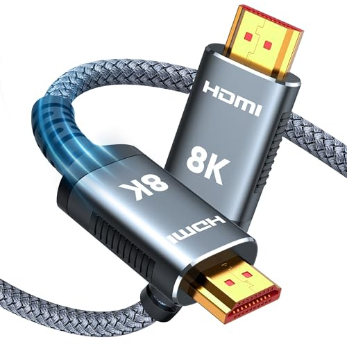 Highwings 8K HDMI Kabel 1Meter, HDMI 2.1 Kabel 48Gbps Ultra Highspeed | Ethernet 8K@60Hz 4K@120Hz HDR10 eARC DTS:X 3D HDCP 2.2&2.3, Kompatibel mit PS5/4/3 HDTV Blu-ray Player Monitor